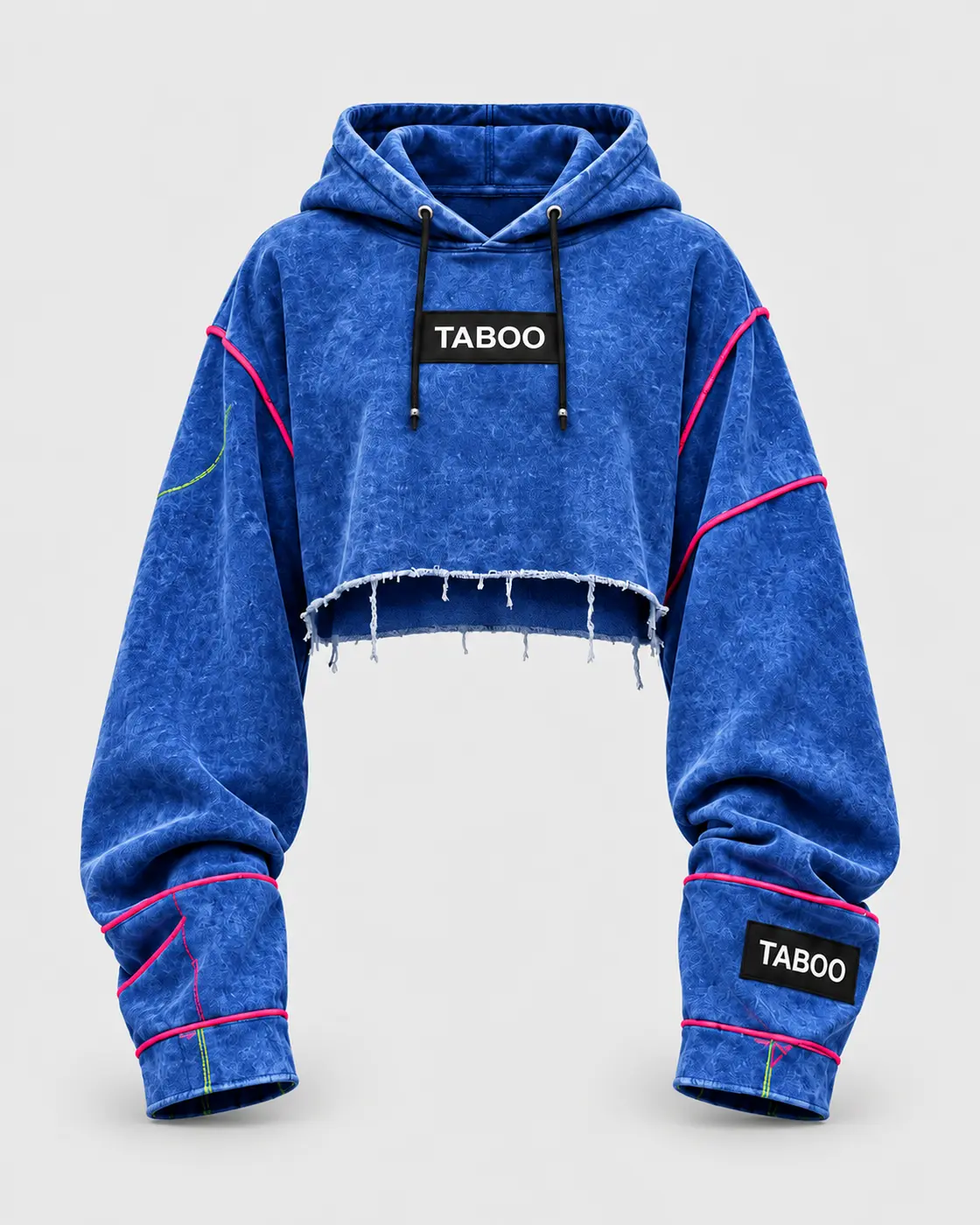 Blue TABOO cropped technical hoodie