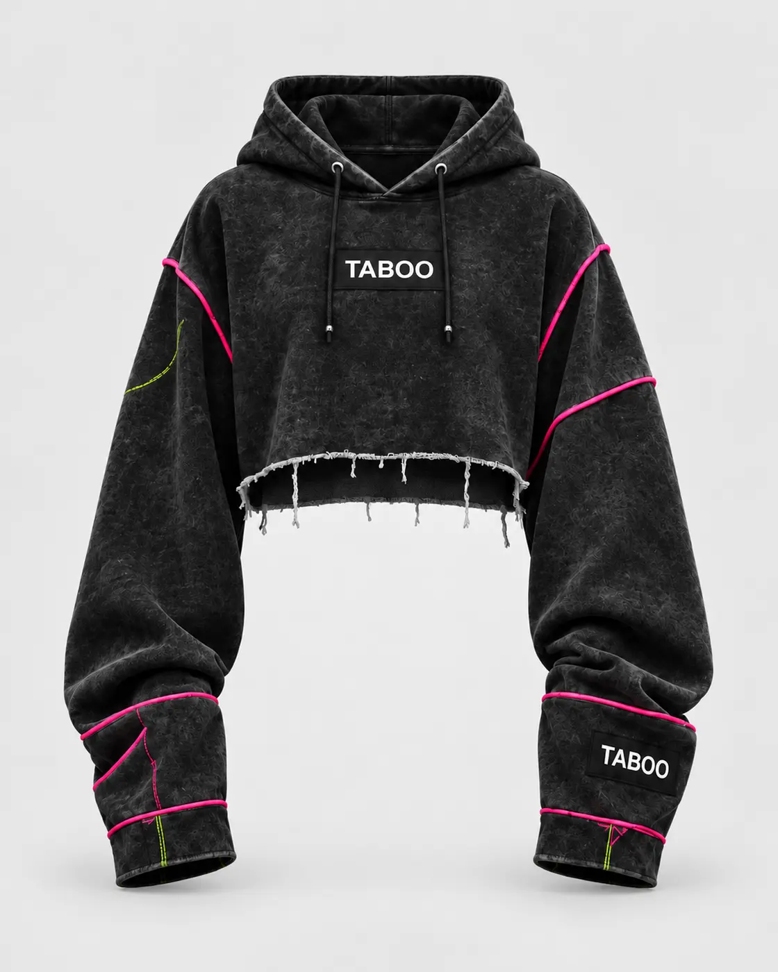 Black TABOO cropped technical hoodie