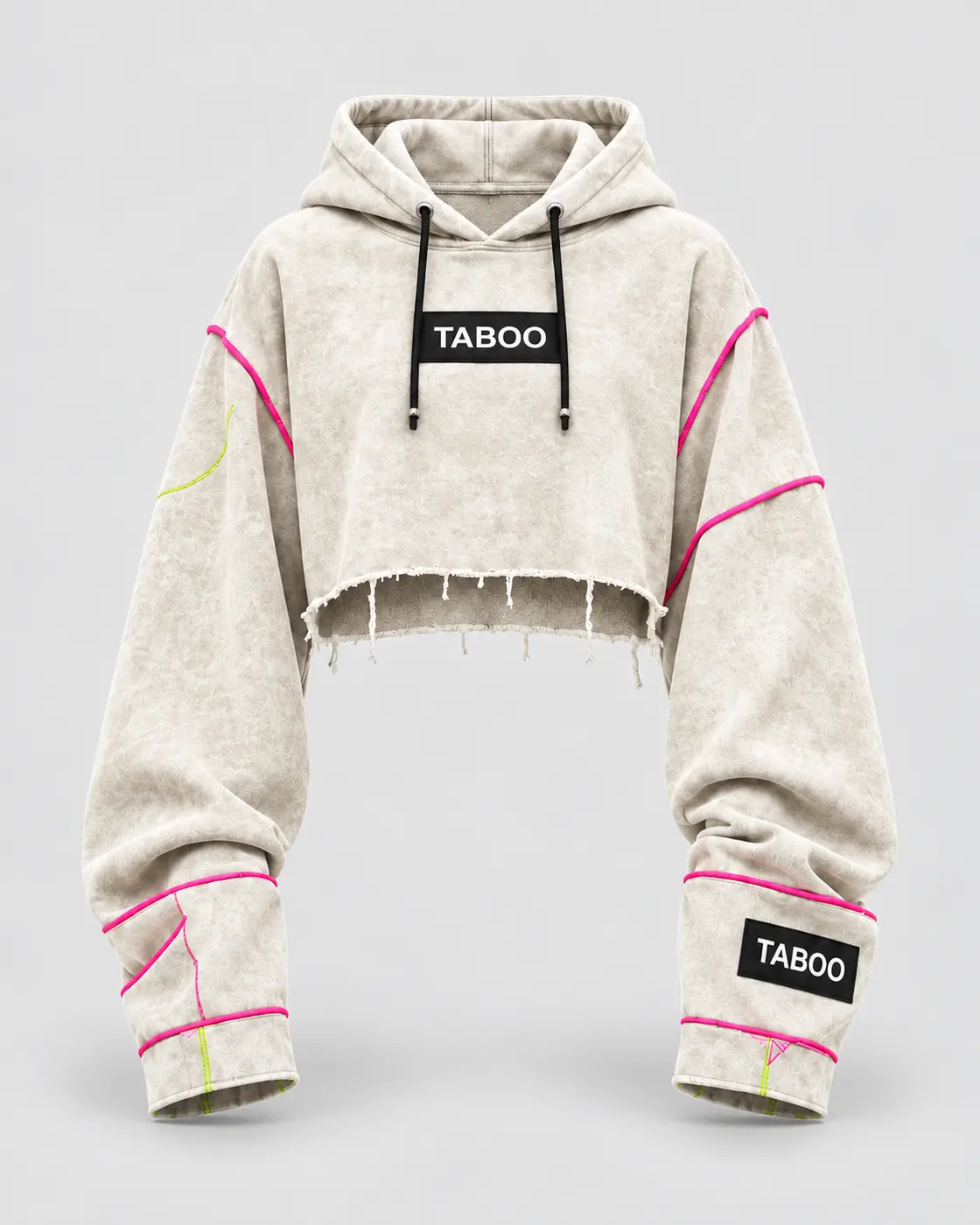 White TABOO cropped technical hoodie