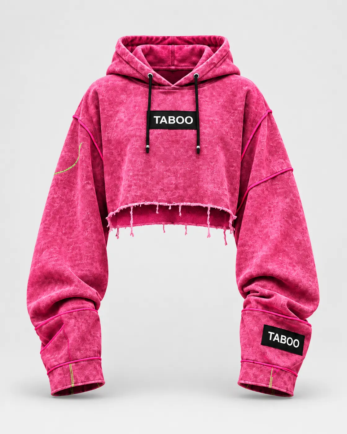 Pink TABOO cropped technical hoodie