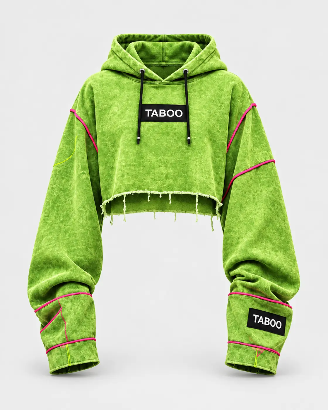 Lime TABOO cropped technical hoodie